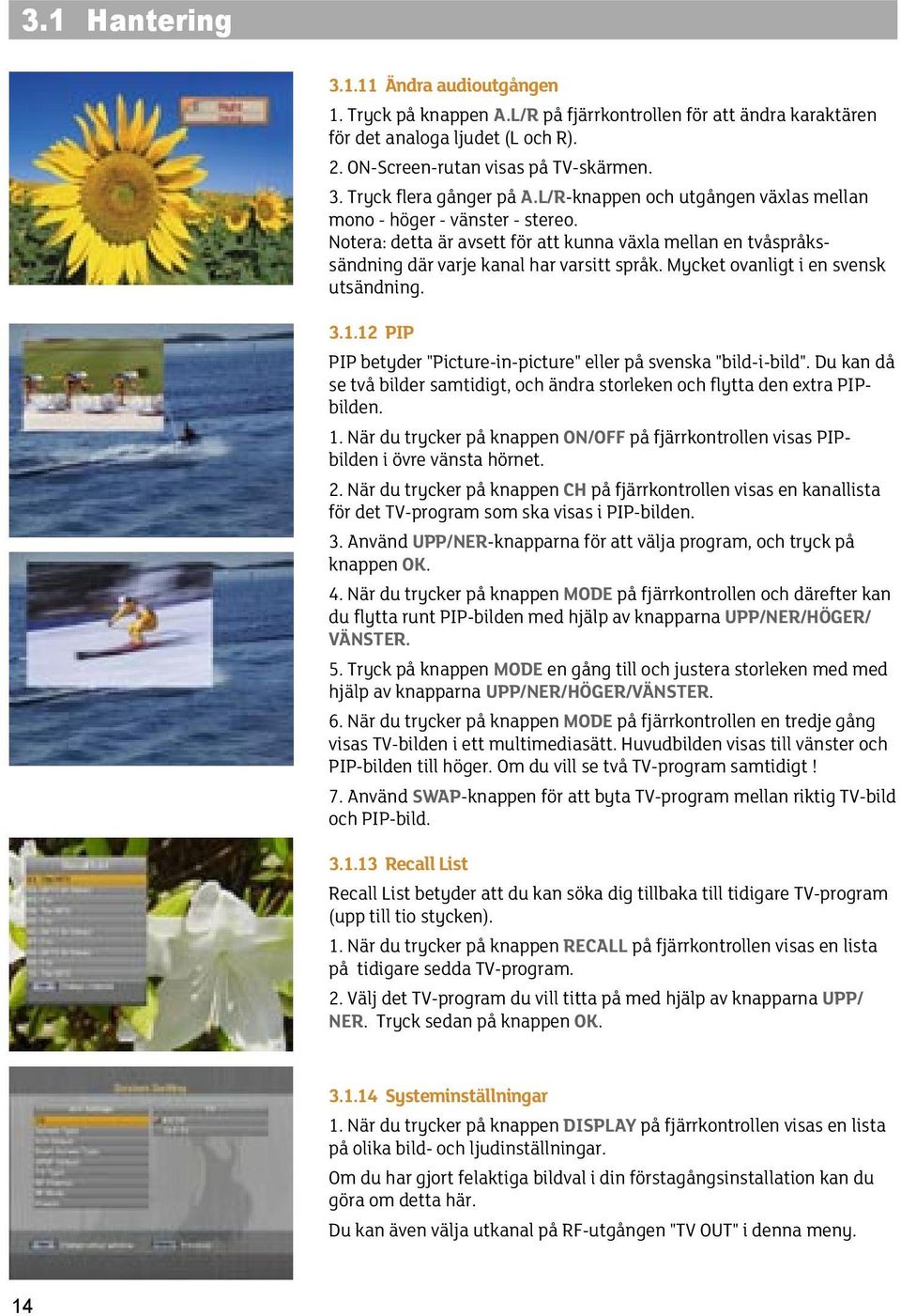 Mycket ovanligt i en svensk utsändning. 3.1.12 PIP PIP betyder "Picture-in-picture" eller på svenska "bild-i-bild".