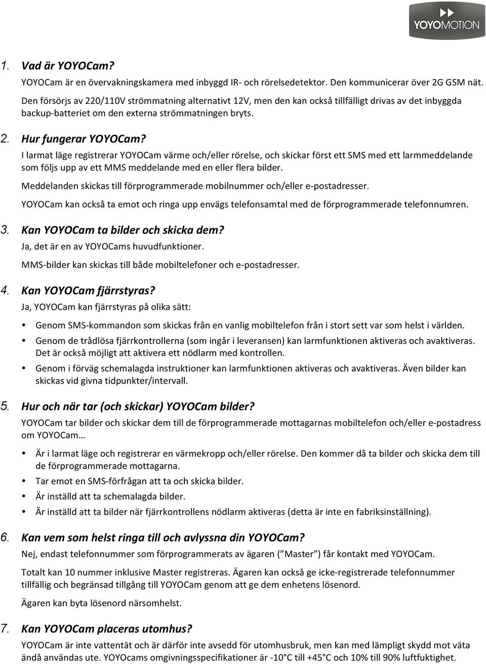 YOYOCam G2. Vanliga frågor (FAQ) Maj Rev PDF Free Download