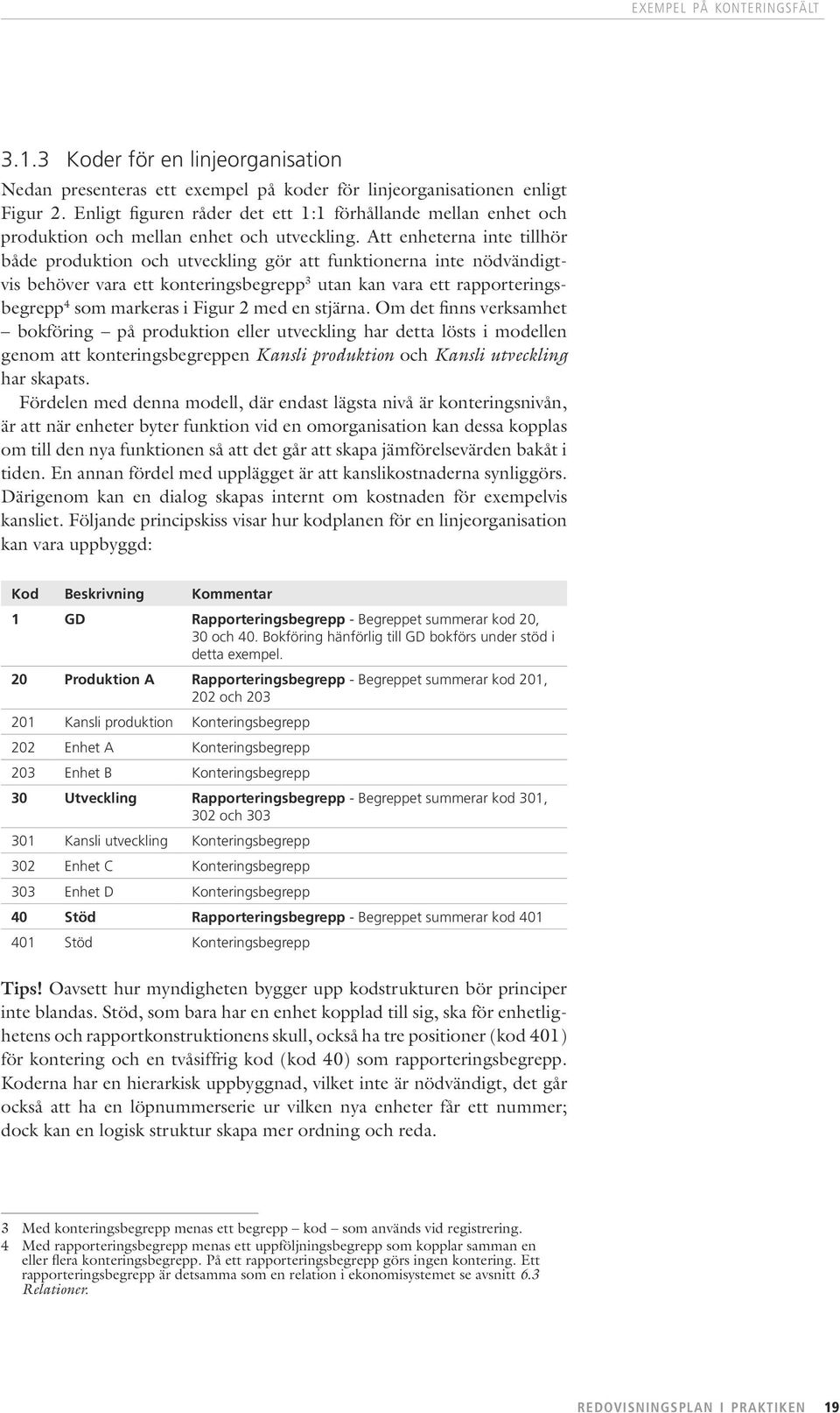 Att enheterna inte tillhör både produktion och utveckling gör att funktionerna inte nödvändigtvis behöver vara ett konteringsbegrepp 3 utan kan vara ett rapporteringsbegrepp 4 som markeras i Figur 2