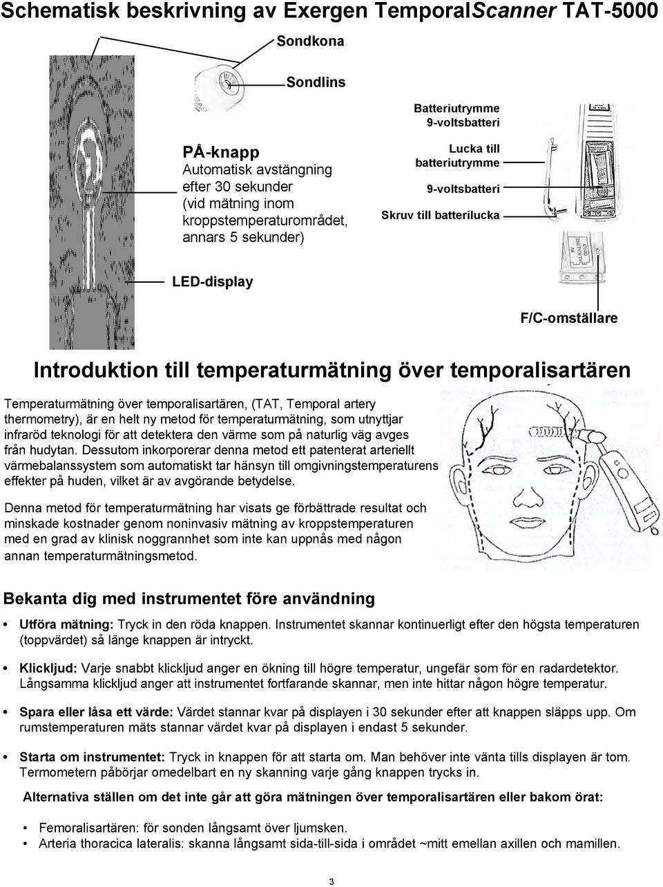 temporalisartären, (TAT, Temporal artery thermometry), är en helt ny metod för temperaturmätning, som utnyttjar infraröd teknologi för att detektera den värme som på naturlig väg avges från hudytan.
