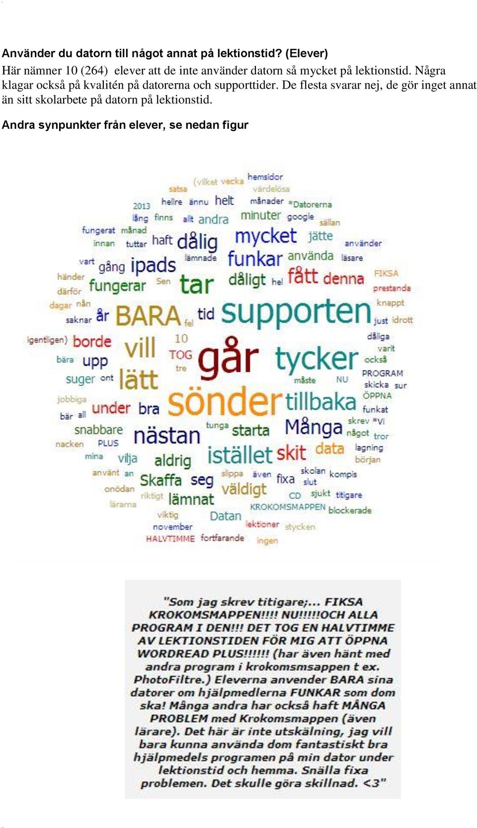 lektionstid. Några klagar också på kvalitén på datorerna och supporttider.