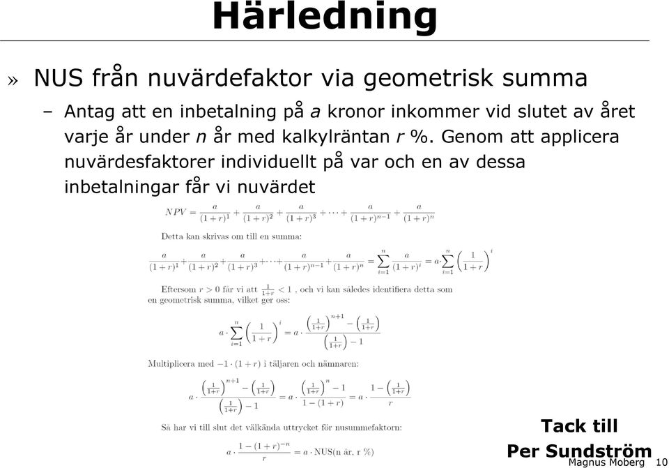 kalkylräntan r %.