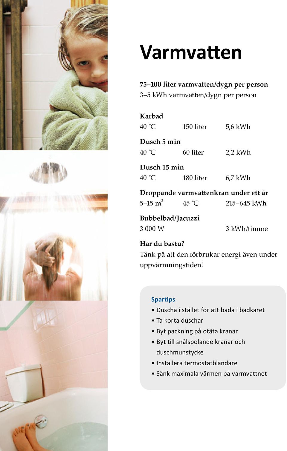 3 kwh/timme Har du bastu? Tänk på att den förbrukar energi även under uppvärmningstiden!