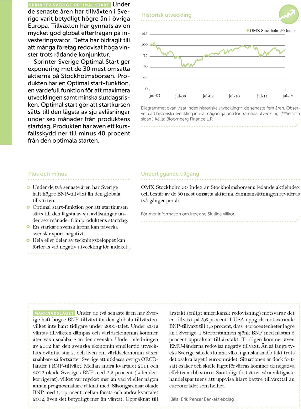 Produkten har en Optimal start-funktion, en värdefull funktion för att maximera utvecklingen samt minska slutdagsrisken.