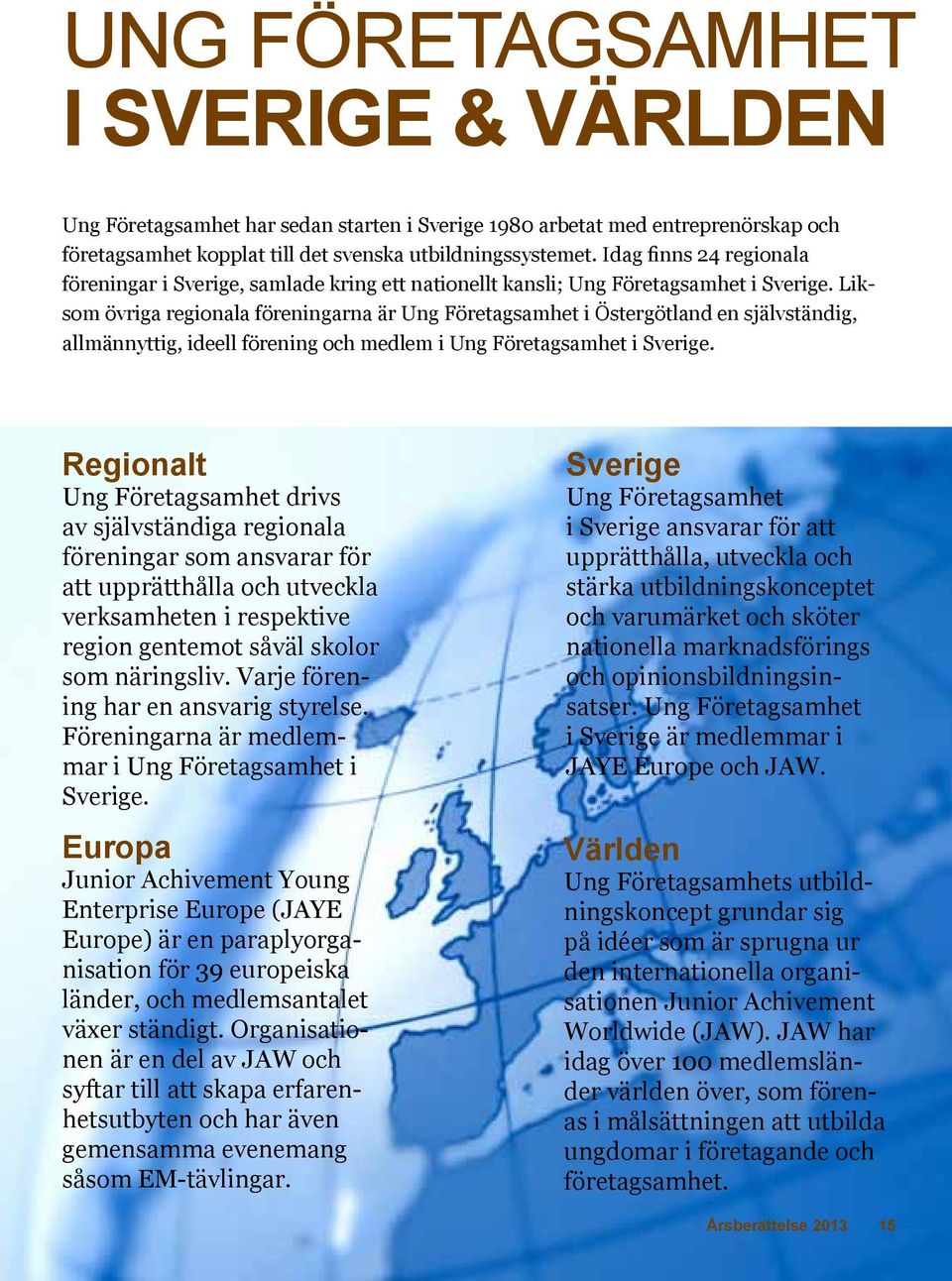 Liksom övriga regionala föreningarna är Ung Företagsamhet i Östergötland en självständig, allmännyttig, ideell förening och medlem i Ung Företagsamhet i Sverige.