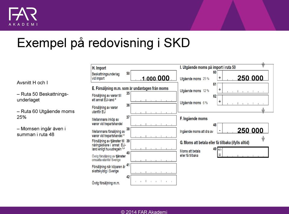 Beskattningsunderlaget Ruta 60 Utgående