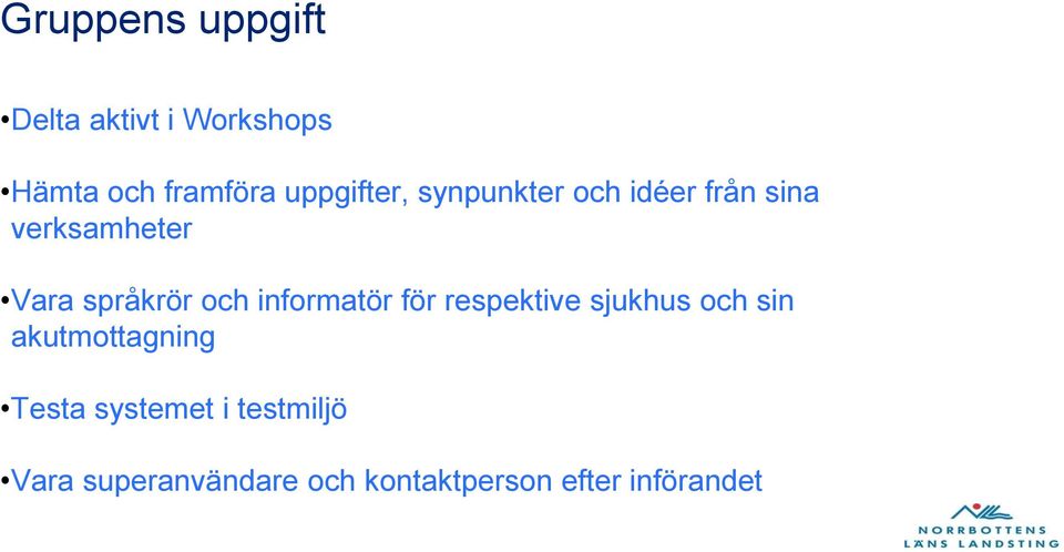 språkrör och informatör för respektive sjukhus och sin