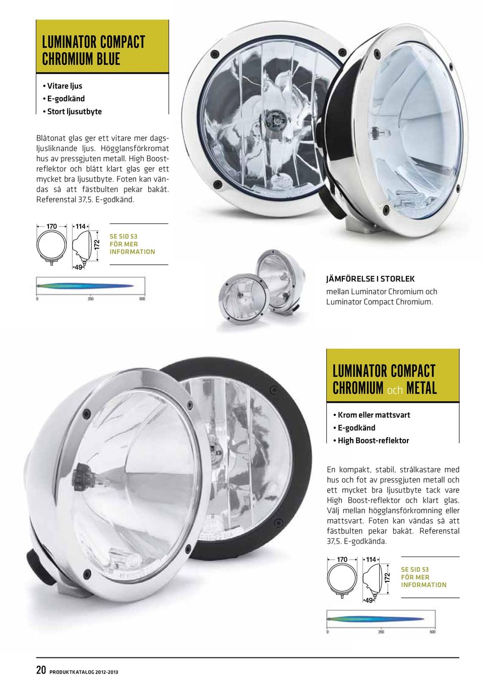 se sid 53 för mer Jämförelse i storlek mellan Luminator Chromium och Luminator Compact Chromium.