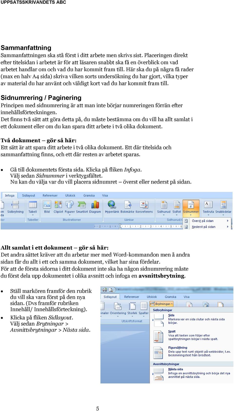 Här ska du på några få rader (max en halv A4 sida) skriva vilken sorts undersökning du har gjort, vilka typer av material du har använt och väldigt kort vad du har kommit fram till.