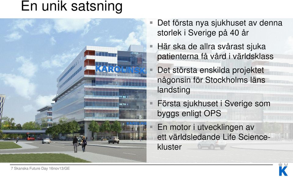 någonsin för Stockholms läns landsting Första sjukhuset i Sverige som byggs enligt OPS En