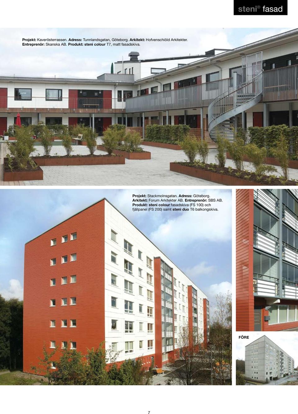 Produkt: steni colour T7, matt fasadskiva. Projekt: Stackmolnsgatan. Adress: Göteborg.