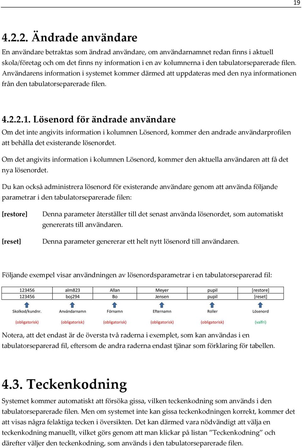 filen. Användarens information i systemet kommer därmed att uppdateras med den nya informationen från den tabulatorseparerade filen. 4.2.2.1.