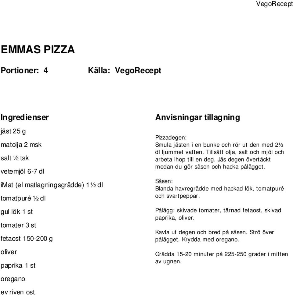 Jäs degen övertäckt medan du gör såsen och hacka pålägget. Såsen: Blanda havregrädde med hackad lök, tomatpuré och svartpeppar.