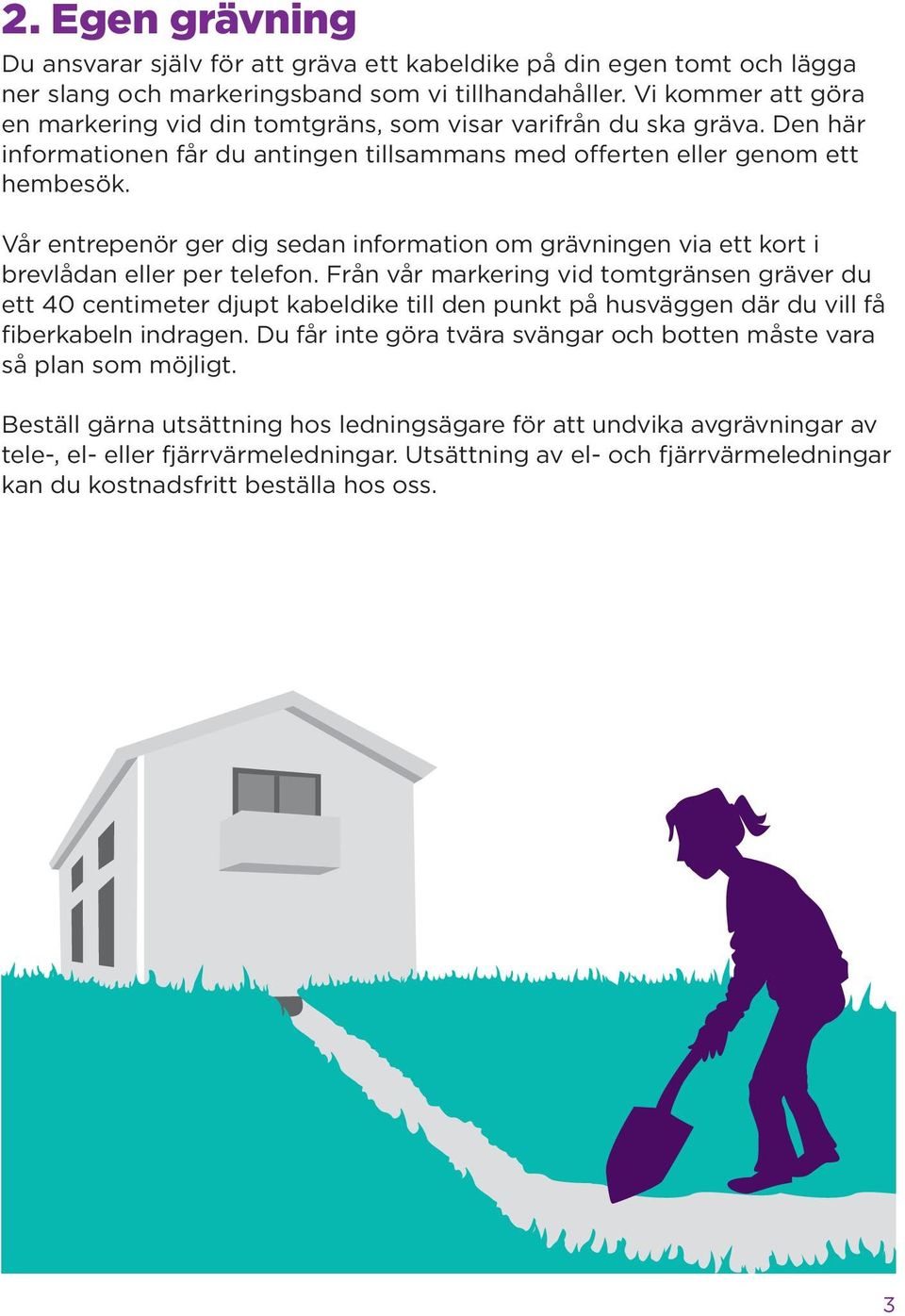 Vår entrepenör ger dig sedan information om grävningen via ett kort i brevlådan eller per telefon.