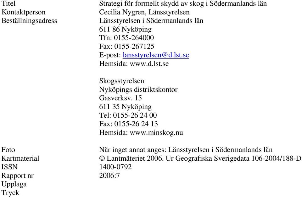 se Hemsida: www.d.lst.se Skogsstyrelsen Nyköpings distriktskontor Gasverksv.