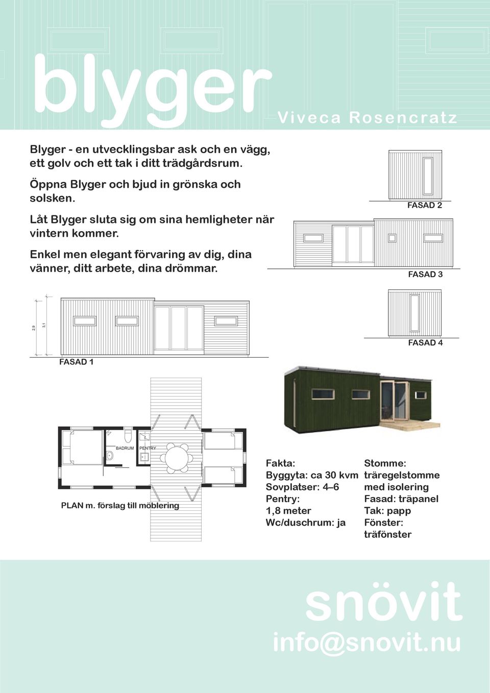Enkel men elegant förvaring av dig, dina vänner, ditt arbete, dina drömmar. FASAD 2 FASAD 3 2,9 3,1 FASAD 4 FASAD 1 BADRUM PENTRY PLAN m.