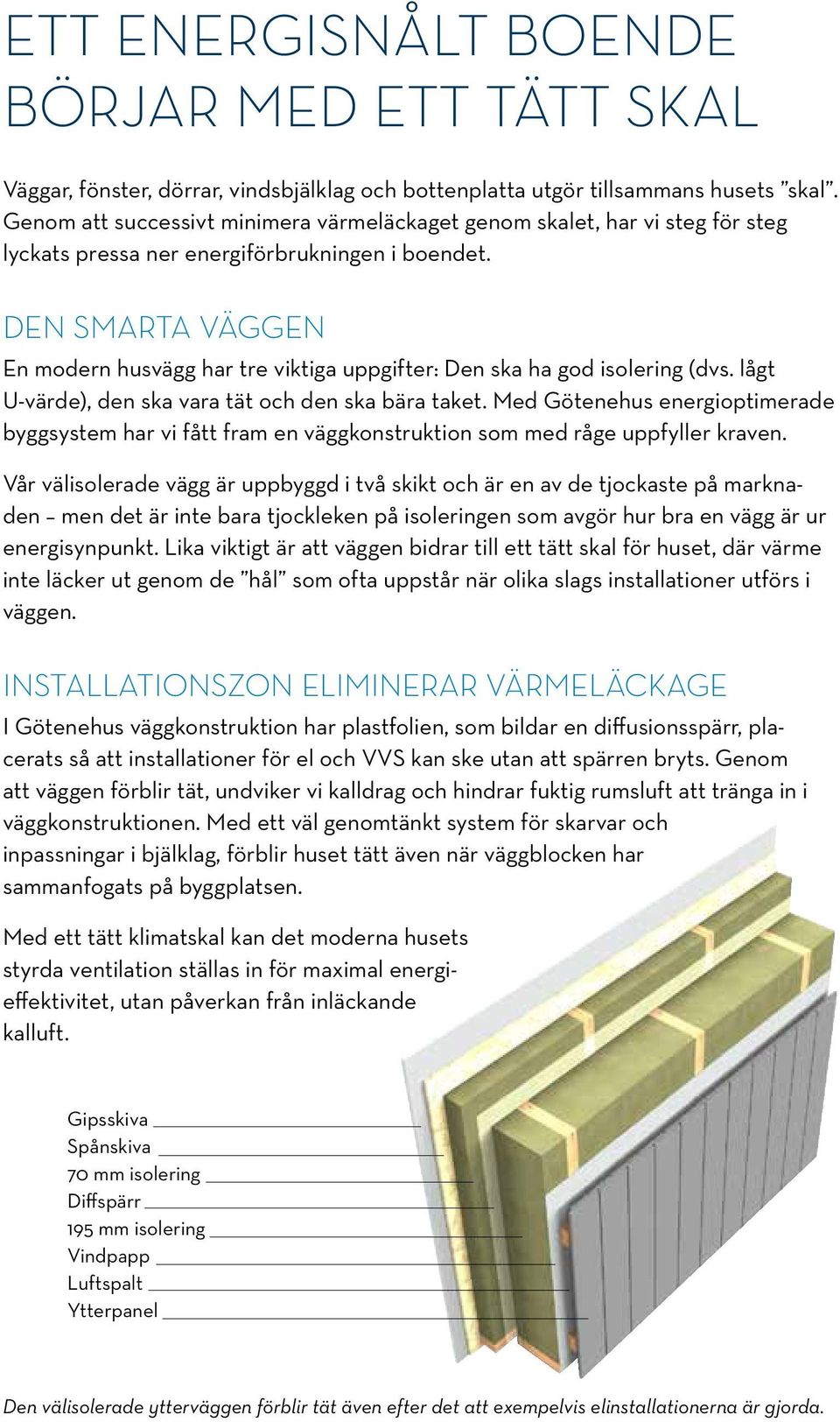 Den smarta väggen En modern husvägg har tre viktiga uppgifter: Den ska ha god isolering (dvs. lågt U-värde), den ska vara tät och den ska bära taket.