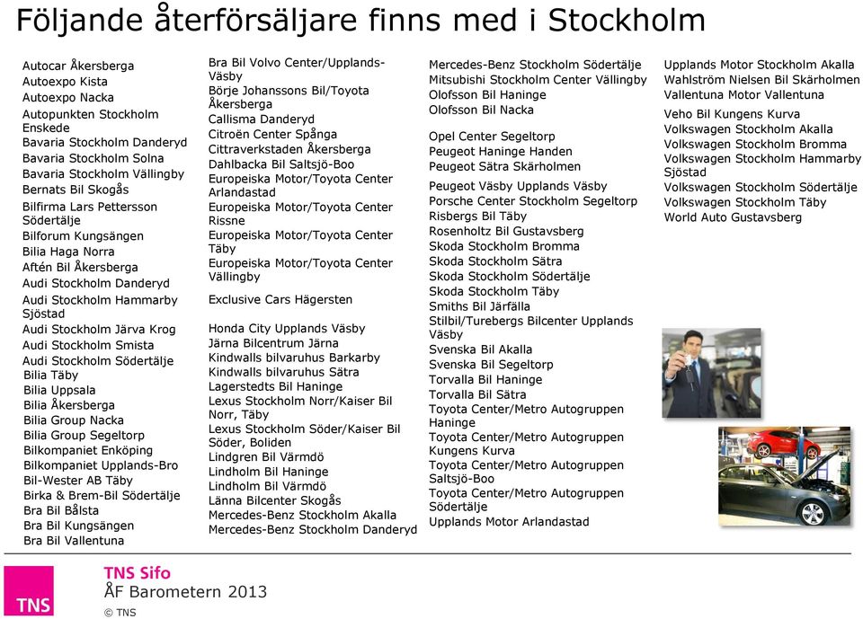 Krog Audi Stockholm Smista Audi Stockholm Södertälje Bilia Täby Bilia Uppsala Bilia Åkersberga Bilia Group Nacka Bilia Group Segeltorp Bilkompaniet Enköping Bilkompaniet Upplands-Bro Bil-Wester AB