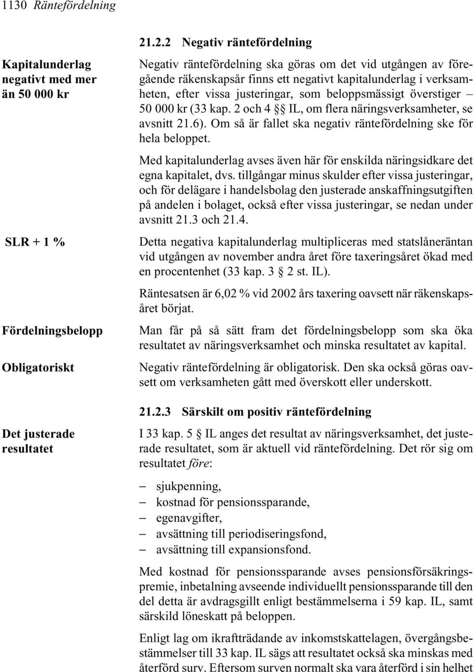 beloppsmässigt överstiger 50 000 kr (33 kap. 2 och 4 IL, om flera näringsverksamheter, se avsnitt 21.6). Om så är fallet ska negativ räntefördelning ske för hela beloppet.