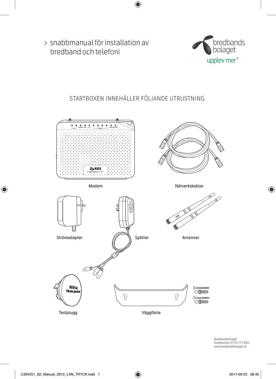 Testplugg Splitter Antenner Väggfäste Bredbandsbolaget Kundservice: