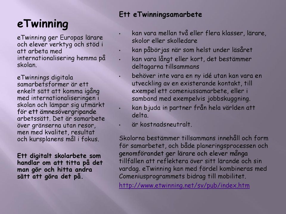 Det är samarbete över gränserna utan resor, men med kvalitet, resultat och kursplanens mål i fokus.