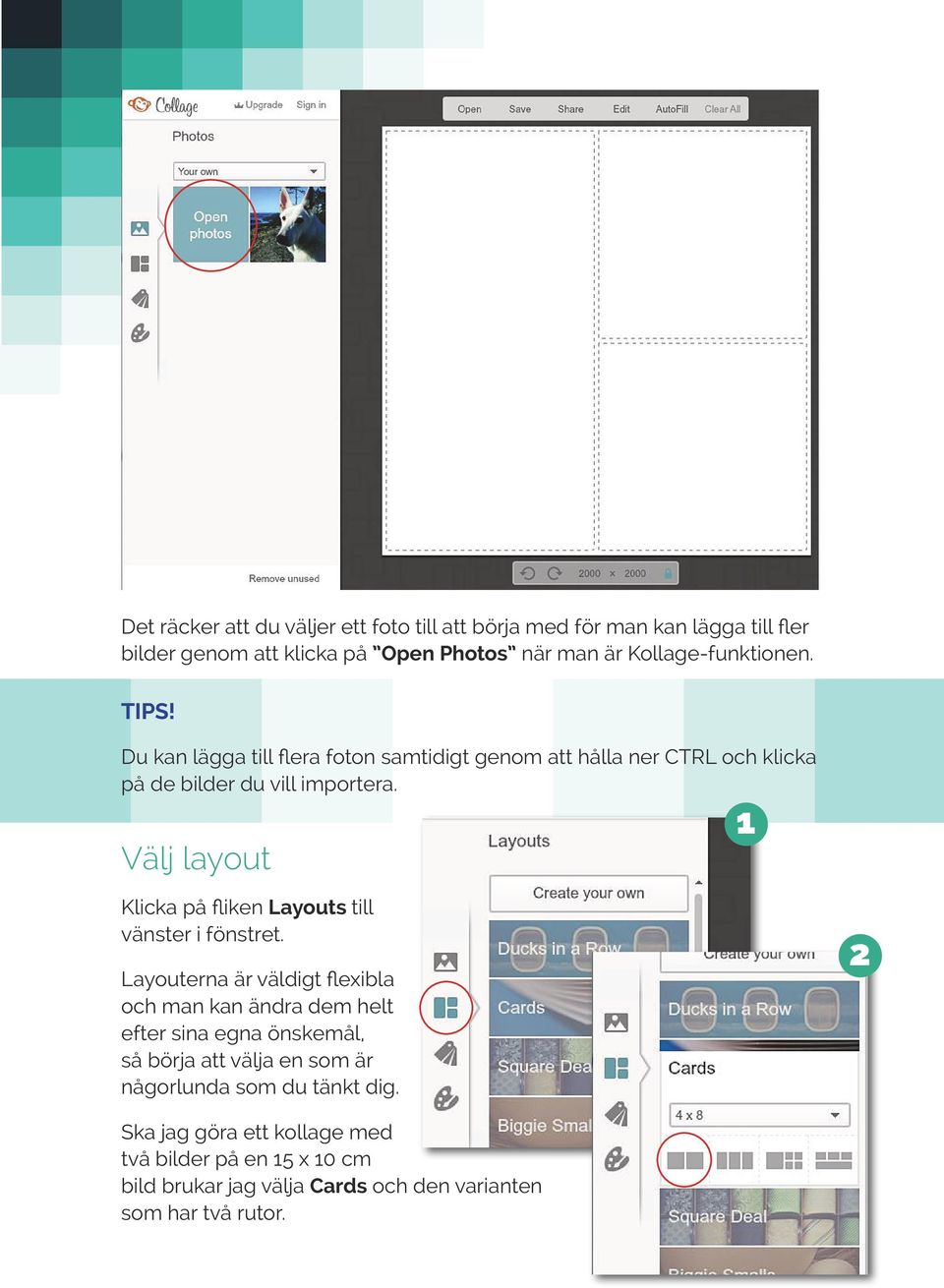 Välj layout 1 Klicka på fliken Layouts till vänster i fönstret.