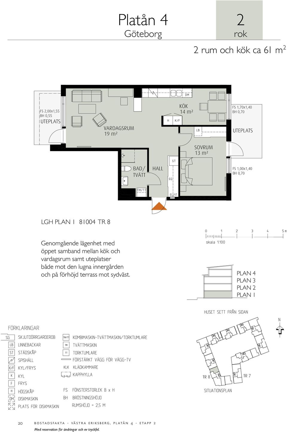 samt uteplatser både mot den lugna innergården och på förhöjd terrass mot sydväst.