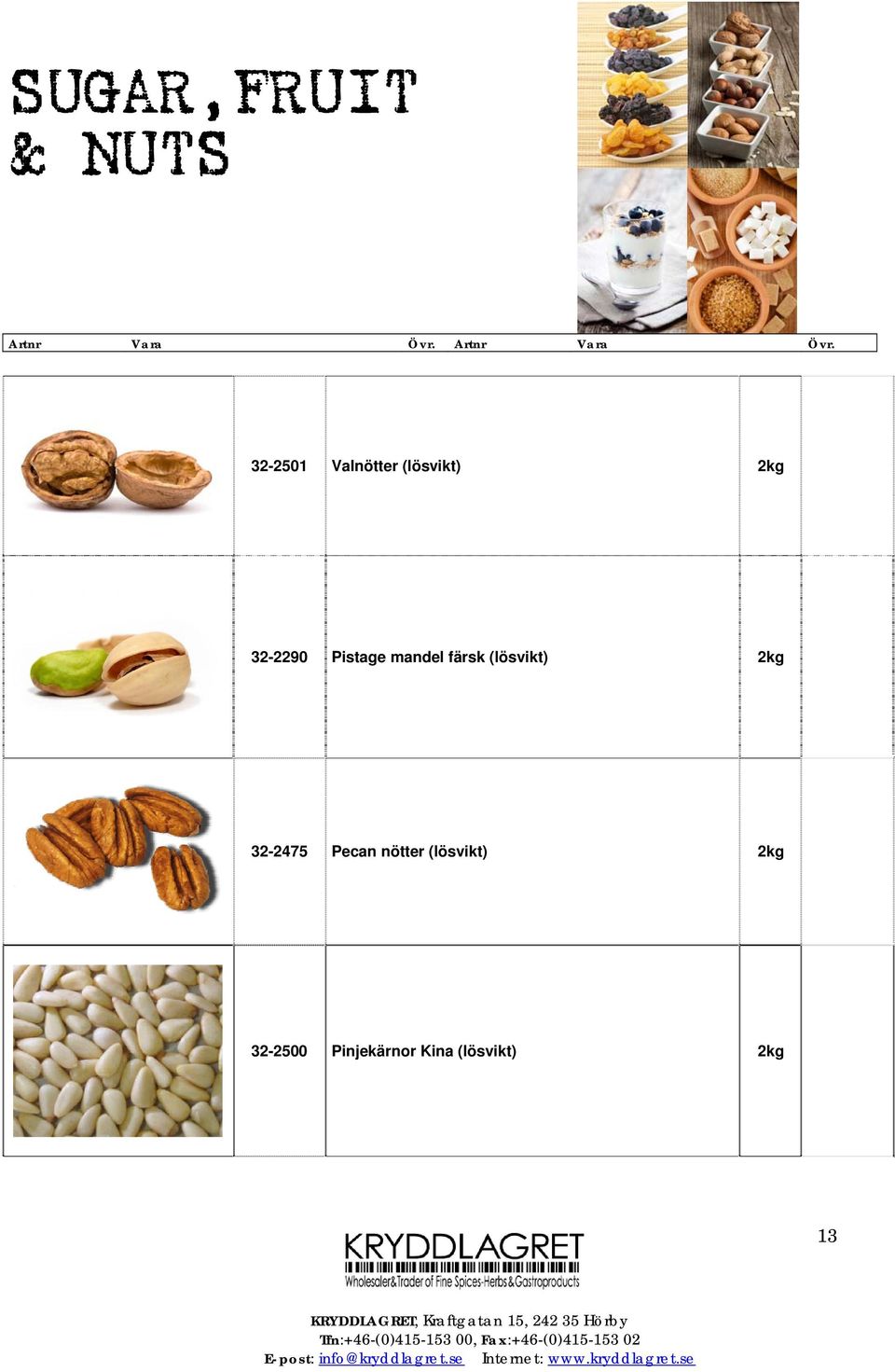 (lösvikt) 2kg 32-2475 Pecan nötter