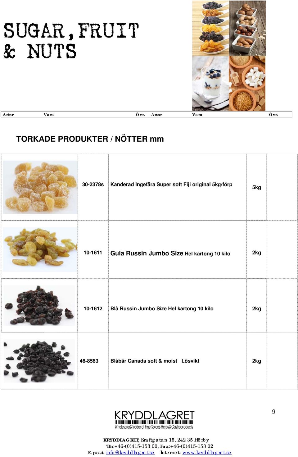 Hel kartong 10 kilo 2kg 10-1612 Blå Russin Jumbo Size Hel