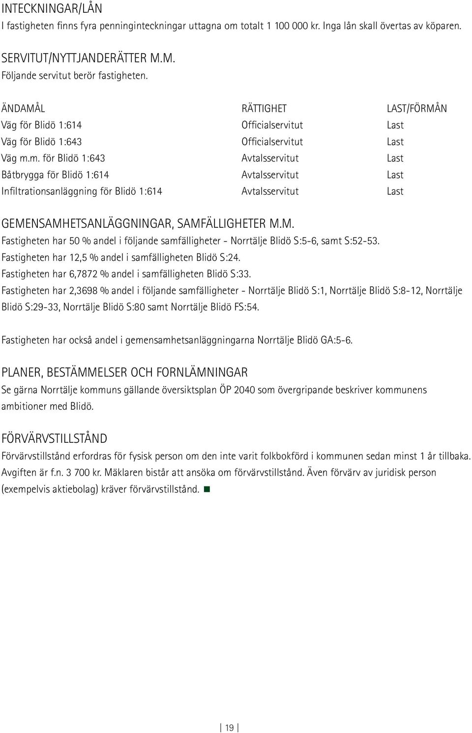 m. för Blidö 1:643 Avtalsservitut Last Båtbrygga för Blidö 1:614 Avtalsservitut Last Infiltrationsanläggning för Blidö 1:614 Avtalsservitut Last GEME