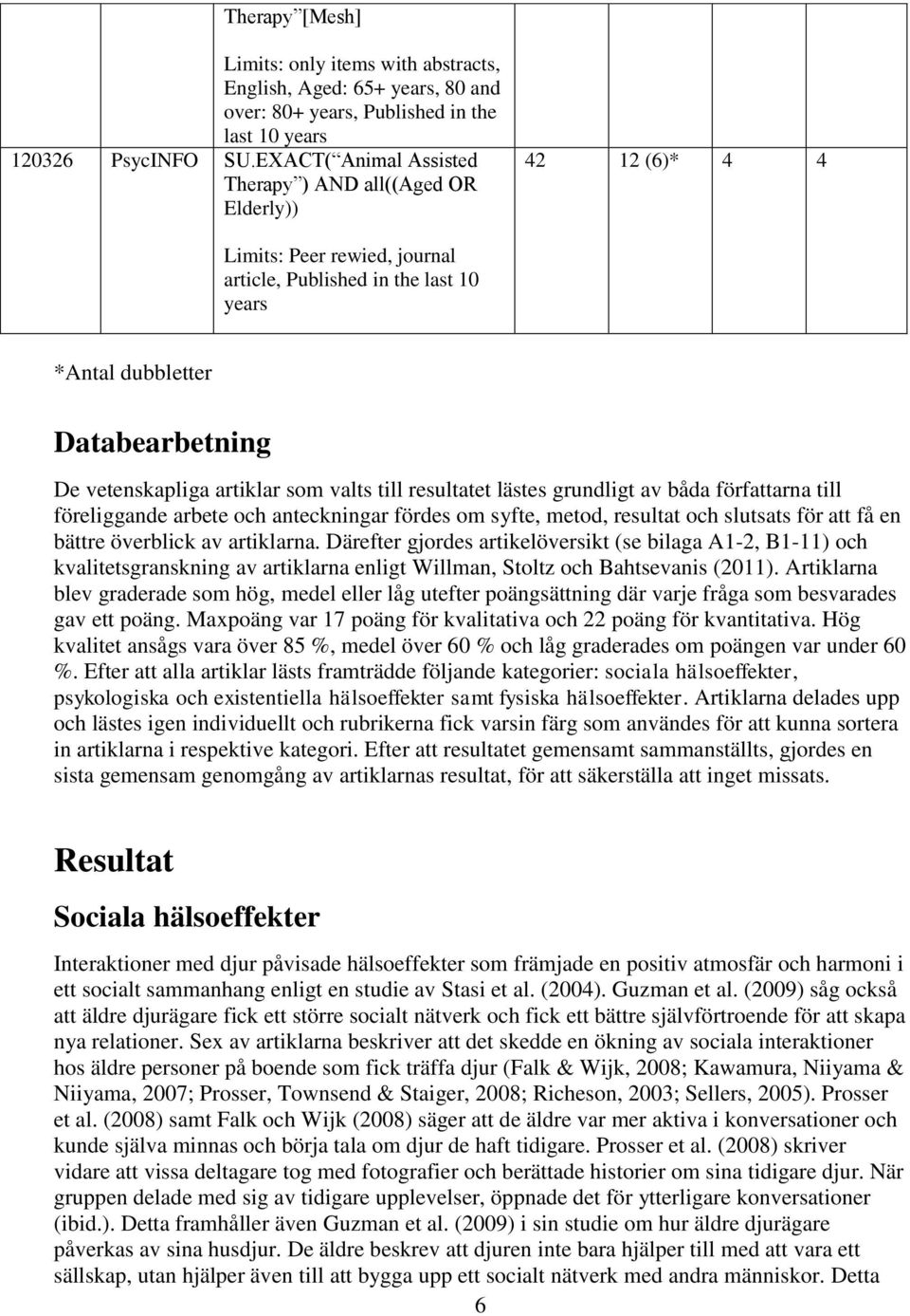 artiklar som valts till resultatet lästes grundligt av båda författarna till föreliggande arbete och anteckningar fördes om syfte, metod, resultat och slutsats för att få en bättre överblick av