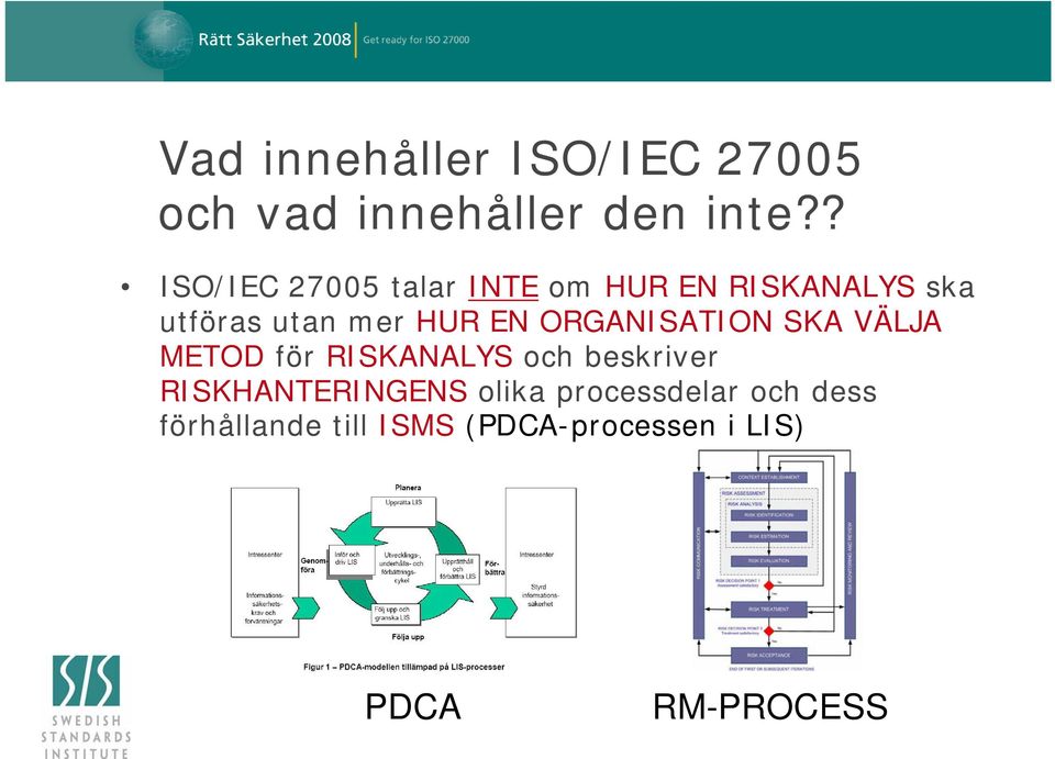 EN ORGANISATION SKA VÄLJA METOD för RISKANALYS och beskriver