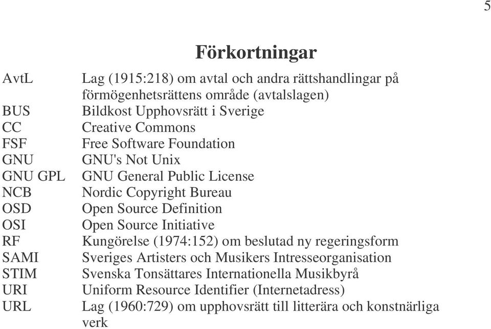 Bureau Open Source Definition Open Source Initiative Kungörelse (1974:152) om beslutad ny regeringsform Sveriges Artisters och Musikers