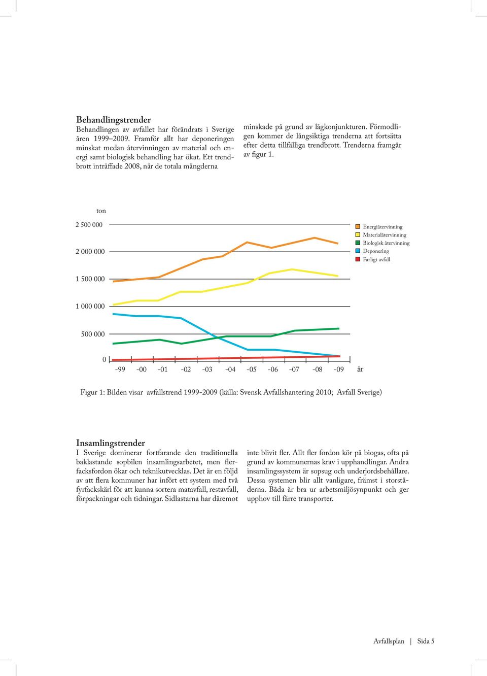 Ett trendbrott inträffade 2008, när de totala mängderna minskade på grund av lågkonjunkturen. Förmodligen kommer de långsiktiga trenderna att fortsätta efter detta tillfälliga trendbrott.