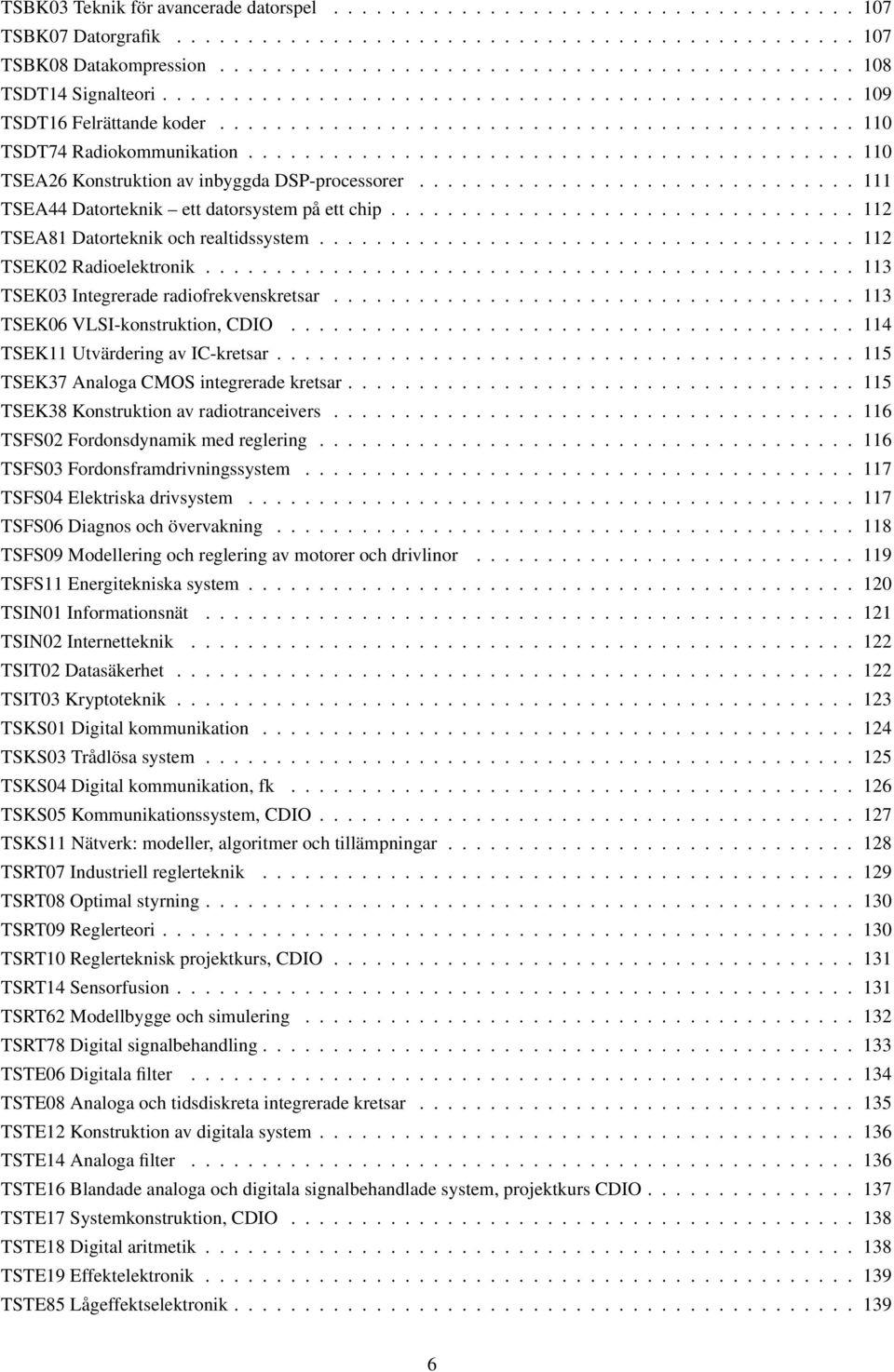 .......................................... 110 TSEA26 Konstruktion av inbyggda DSP-processorer............................... 111 TSEA44 Datorteknik ett datorsystem på ett chip.