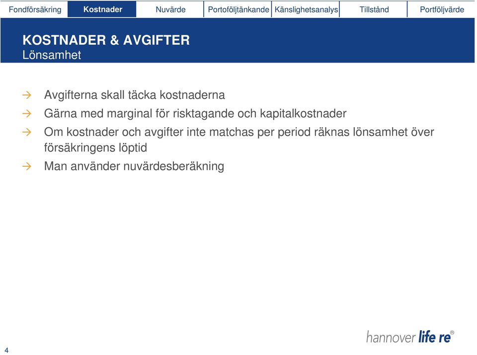 Gärna med marginal för risktagande och kapitalkostnader Om kostnader och avgifter