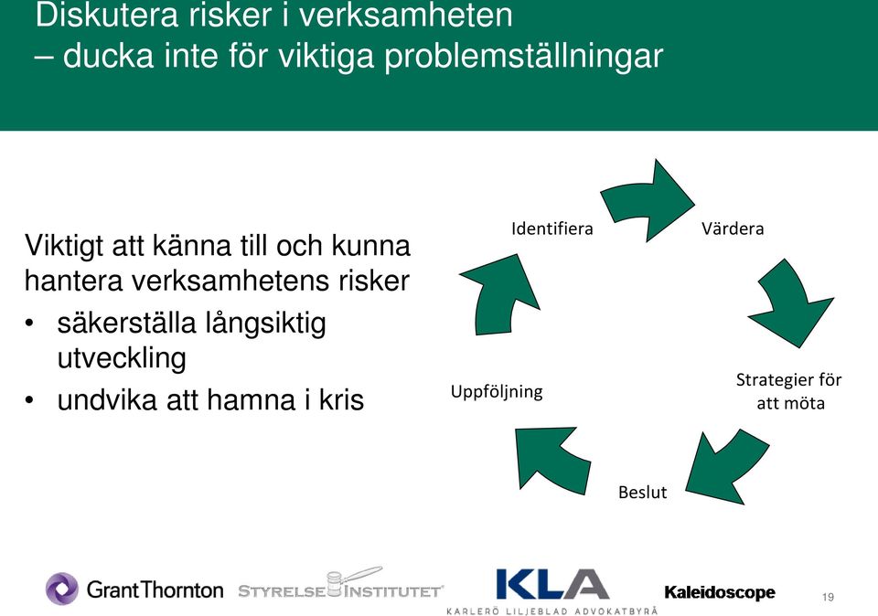 verksamhetens risker säkerställa långsiktig utveckling undvika