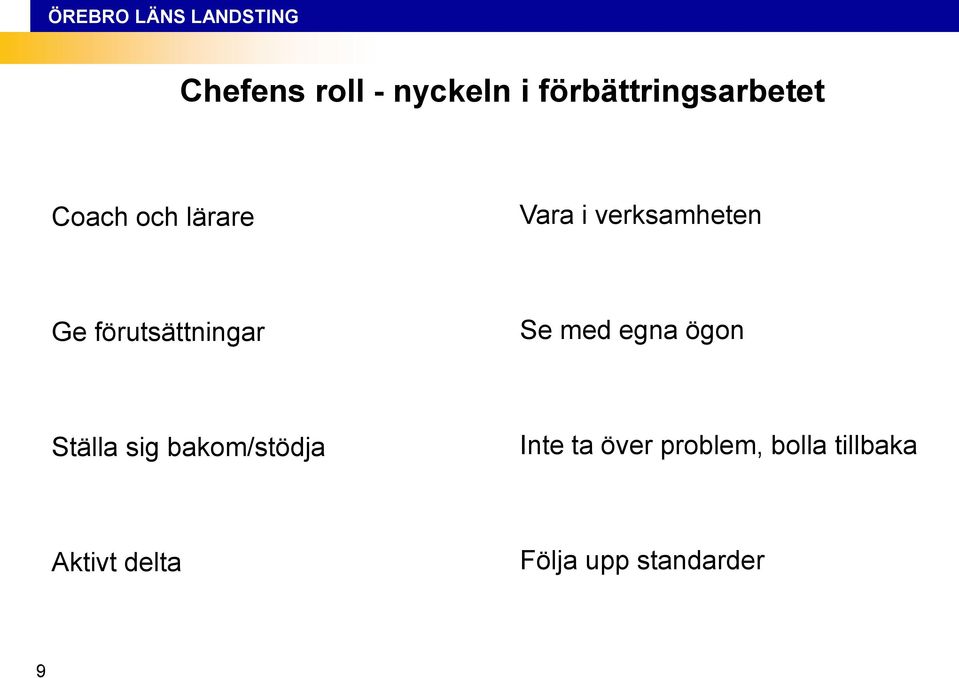 med egna ögon Ställa sig bakom/stödja Inte ta över