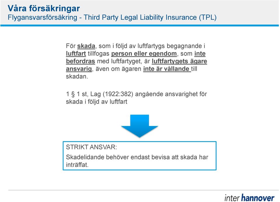 luftfartygets ägare ansvarig, även om ägaren inte är vållande till skadan.