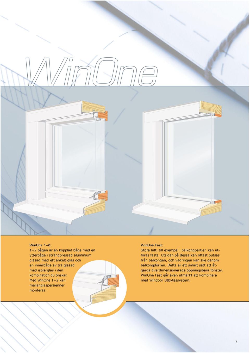WinOne Fast: Stora luft, till exempel i balkongpartier, kan utföras fasta.