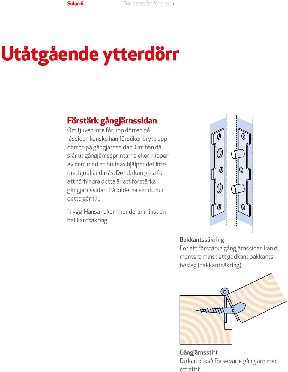 Det du kan göra för att förhindra detta är att förstärka gångjärnssidan. På bilderna ser du hur detta går till.