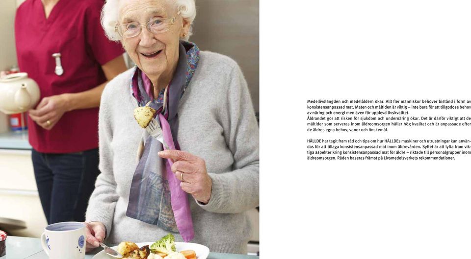Det är därför viktigt att de måltider som serveras inom äldreomsorgen håller hög kvalitet och är anpassade efter de äldres egna behov, vanor och önskemål.
