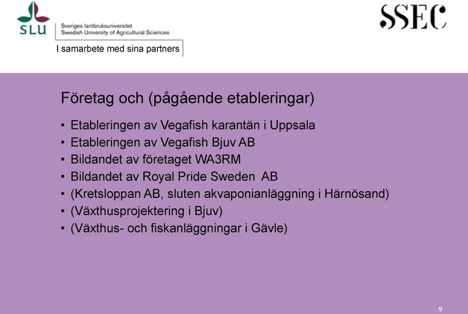 WA3RM Bildandet av Royal Pride Sweden AB (Kretsloppan AB, sluten akvaponianläggning