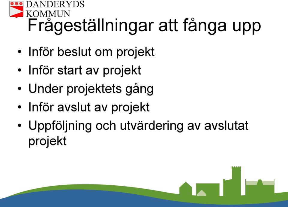 Under projektets gång Inför avslut av