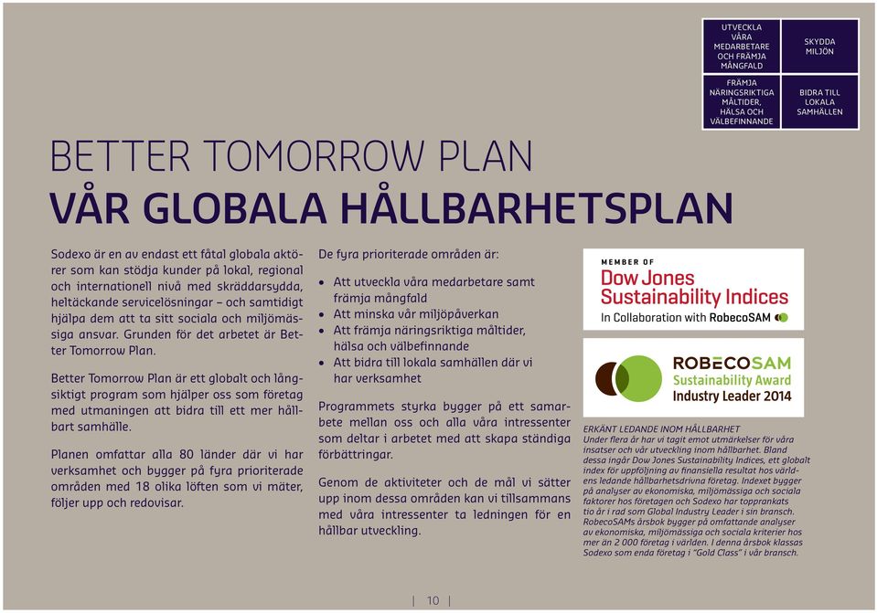 och miljömässiga ansvar. Grunden för det arbetet är Better Tomorrow Plan.