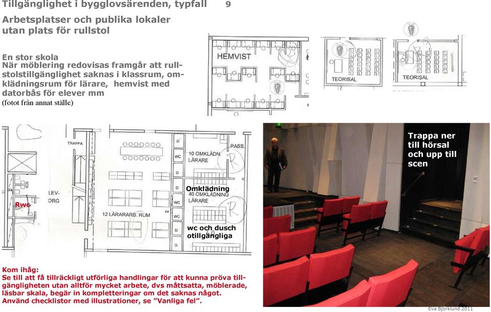 upp till scen Omklädning Rwc wc och dusch otillgängliga Kom ihåg: Se till att få tillräckligt utförliga handlingar för att kunna pröva tillgängligheten utan