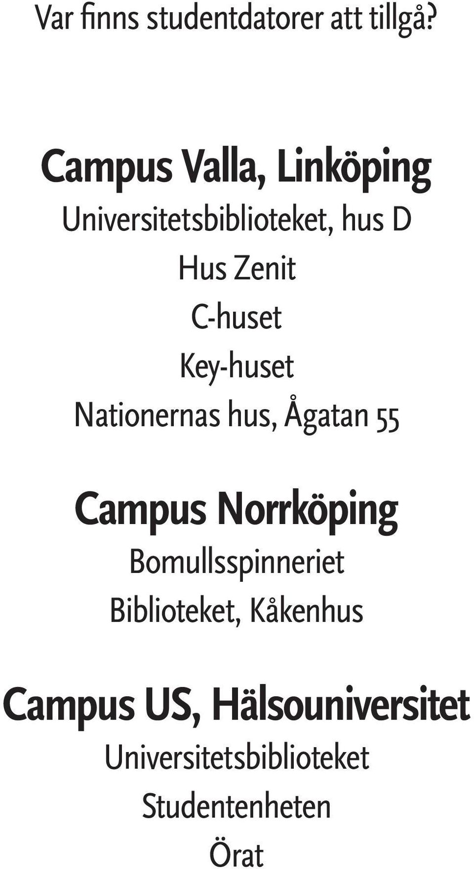 C-huset Key-huset Nationernas hus, Ågatan 55 Campus Norrköping