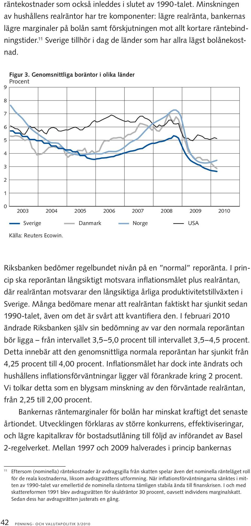 11 Sverige tillhör i dag de länder som har allra lägst bolånekostnad. 9 8 7 6 5 4 3 2 1 Figur 3.