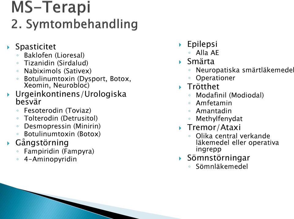 Gångstörning Fampiridin (Fampyra) 4-Aminopyridin Epilepsi Alla AE Smärta Neuropatiska smärtläkemedel Operationer Trötthet Modafinil