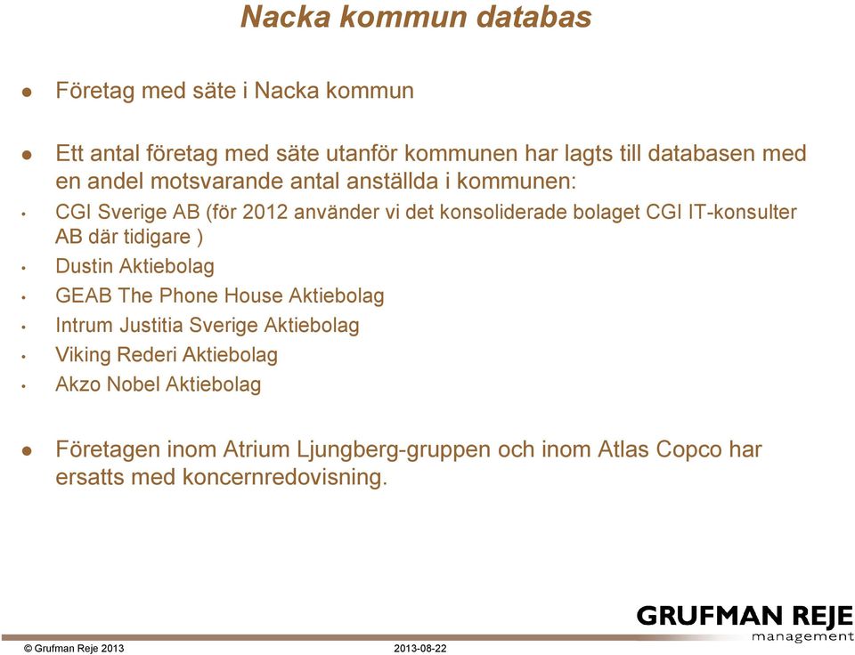 IT-konsulter AB där tidigare ) Dustin Aktiebolag GEAB The Phone House Aktiebolag Intrum Justitia Sverige Aktiebolag Viking